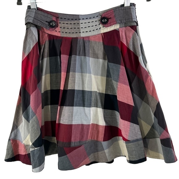 Twenty One Woman’s Red White and Black High Waist Fully Lined Plaid Skirt Size M - Picture 1 of 11
